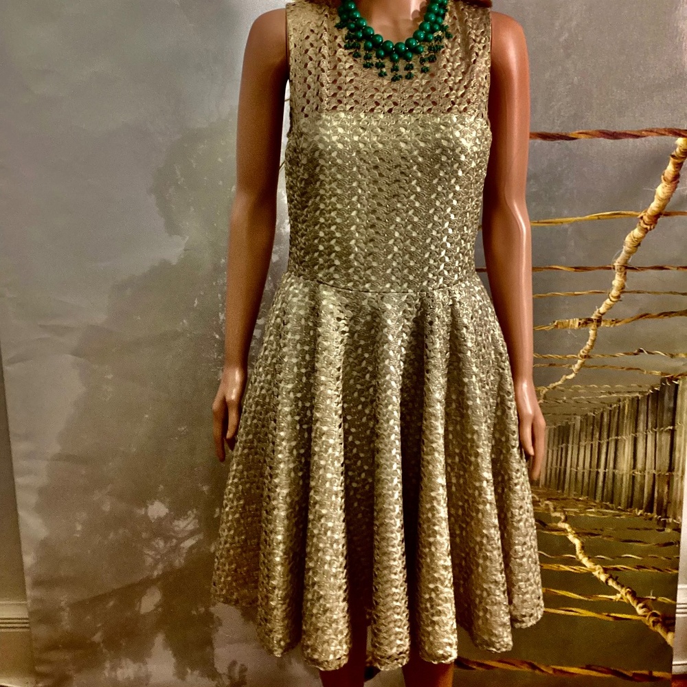 Gabby Skye Gold Asymmetrical Dress